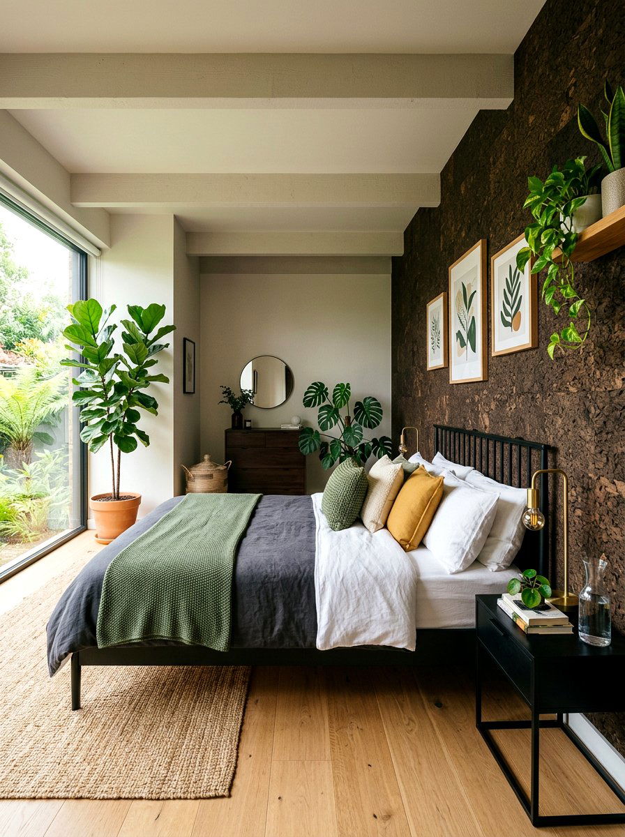 Cork Tile Wall - 30 bedroom accent wall ideas