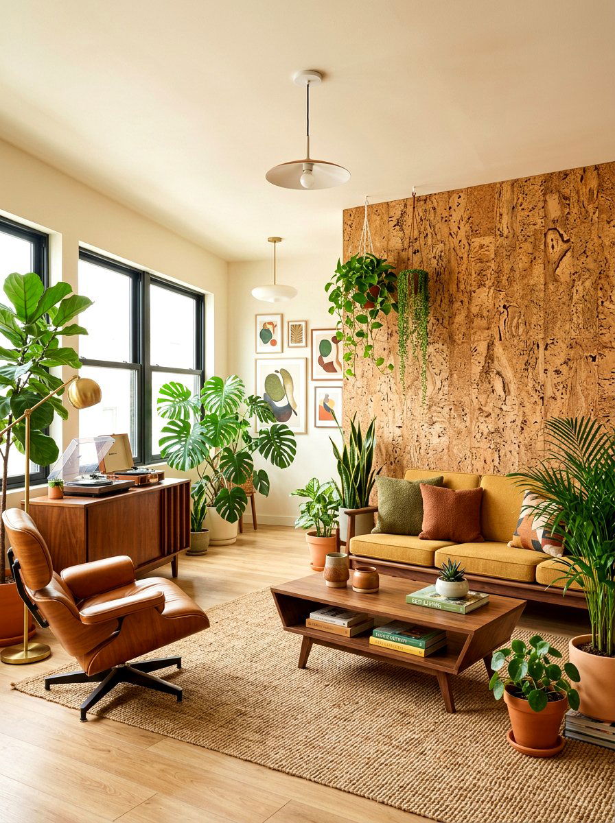 Cork Wall Covering - 30 layered texture living room ideas
