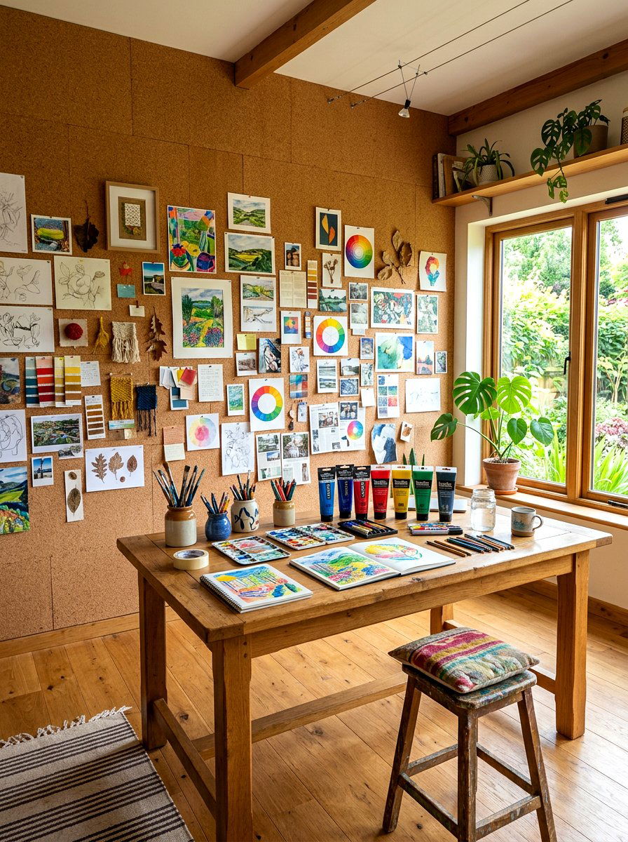 Cork Wall Studio - 30 biophilic interior design ideas