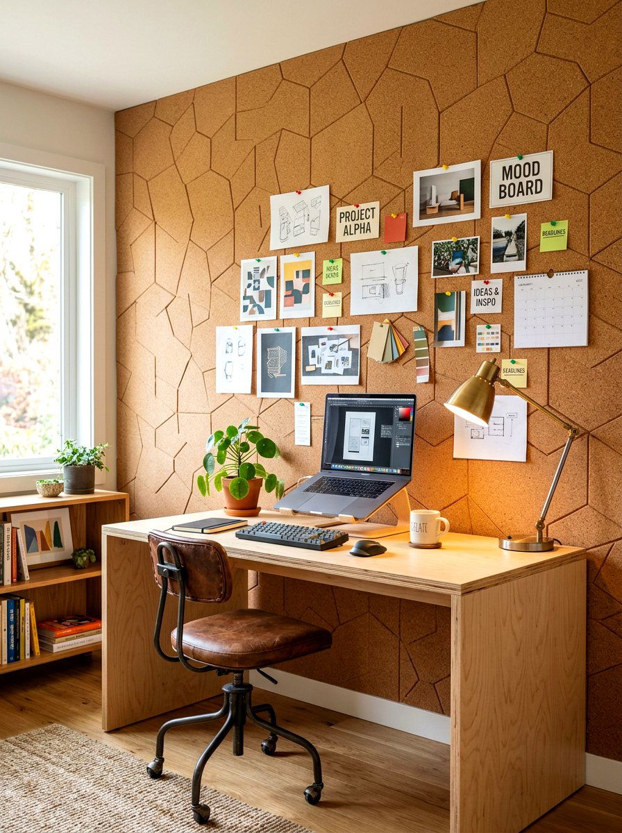 Cork Wall Tiles - 30 home office wall ideas