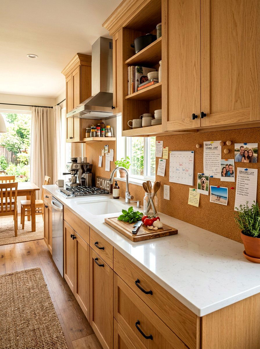 Cork board backsplash - 30 rental friendly kitchen backsplash ideas