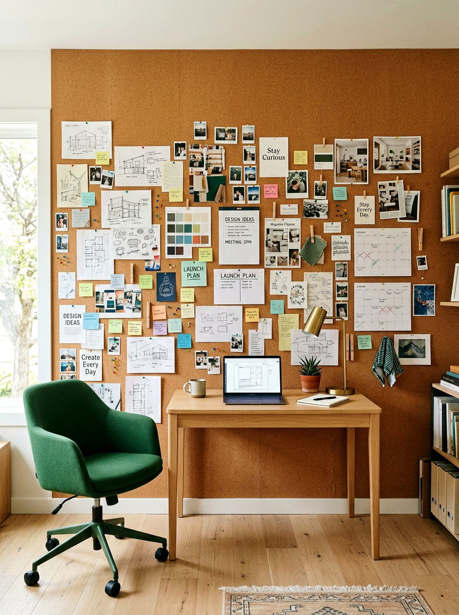 Cork board office wall - 30 office accent wall ideas