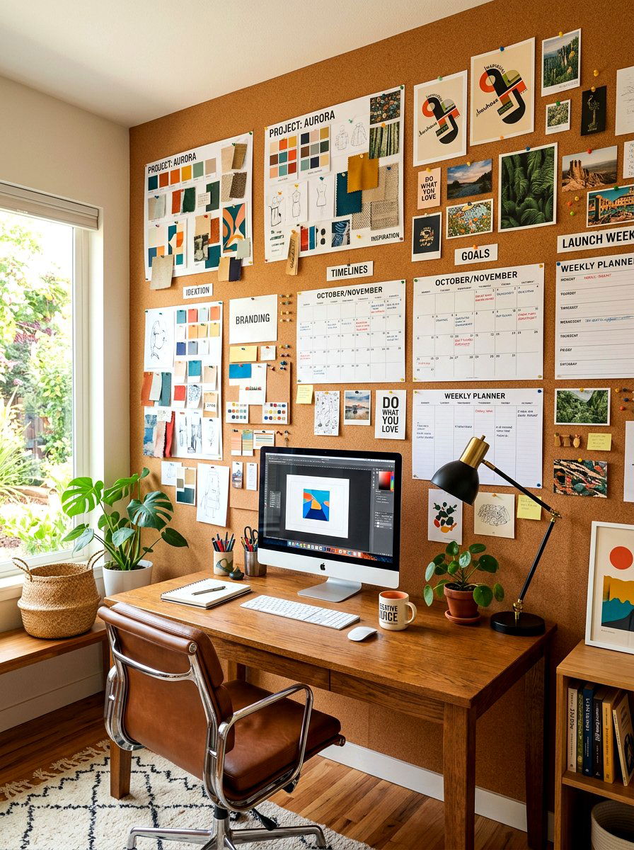 Cork board wall - 30 empty wall ideas