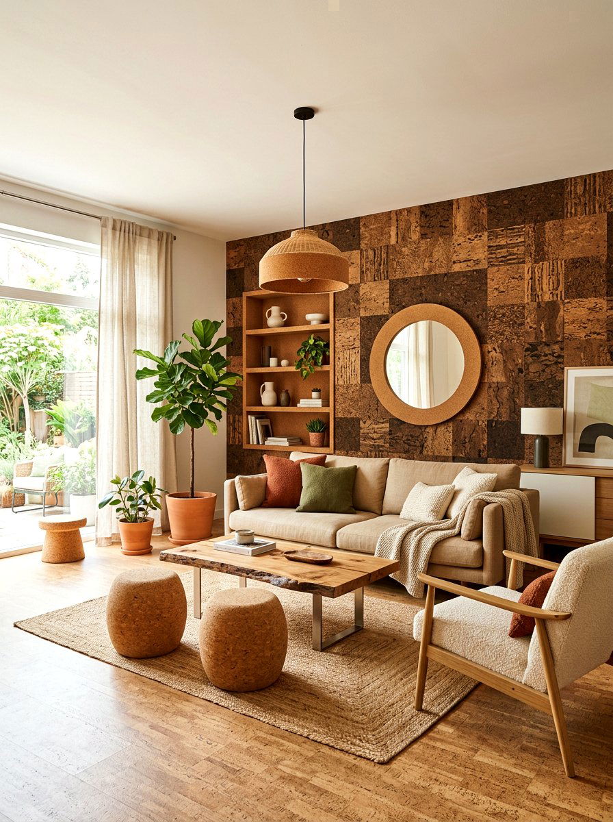 Cork decor living room - 30 nature inspired living room ideas