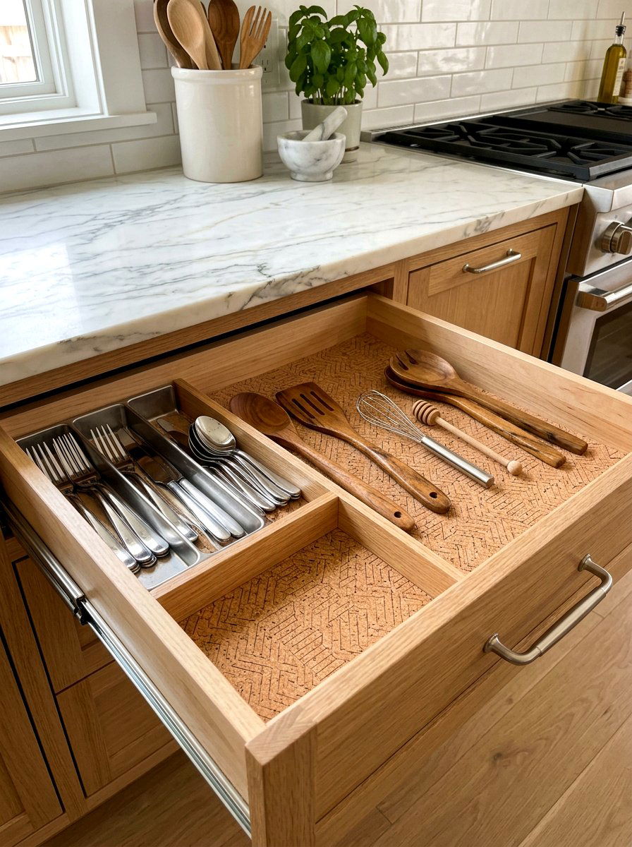 Cork drawer liners - 30 cork decor ideas