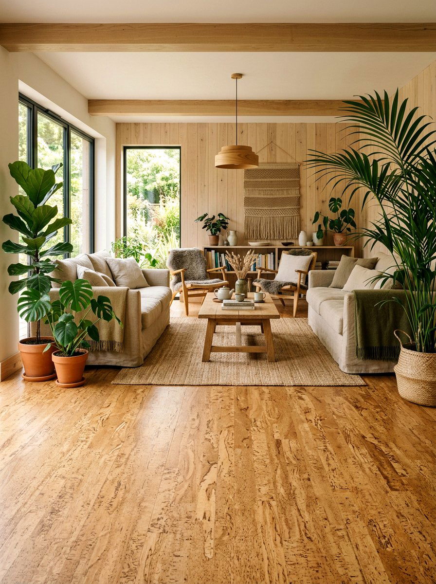 Cork floor living room - 30 earth tone living space ideas