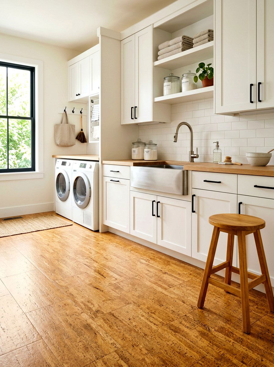 Cork flooring laundry room - 30 eco laundry room ideas
