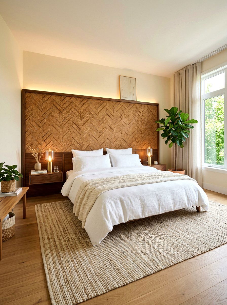 Cork headboard panel - 30 cork decor ideas