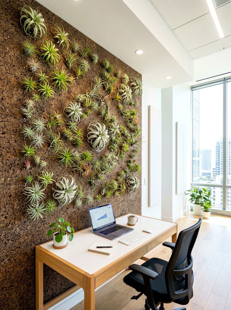 Cork wall air plant display - 30 apartment vertical garden ideas