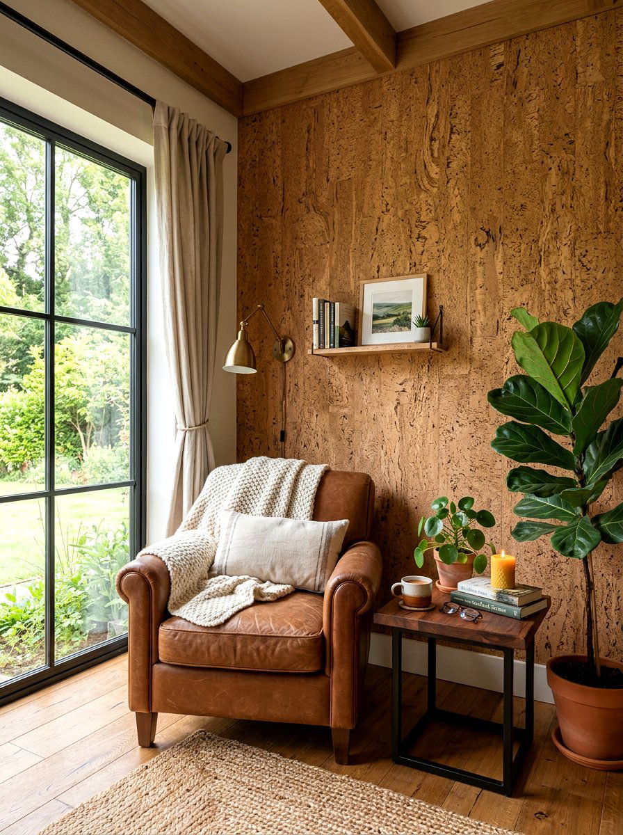 Cork wall covering - 30 sound absorbing decor ideas