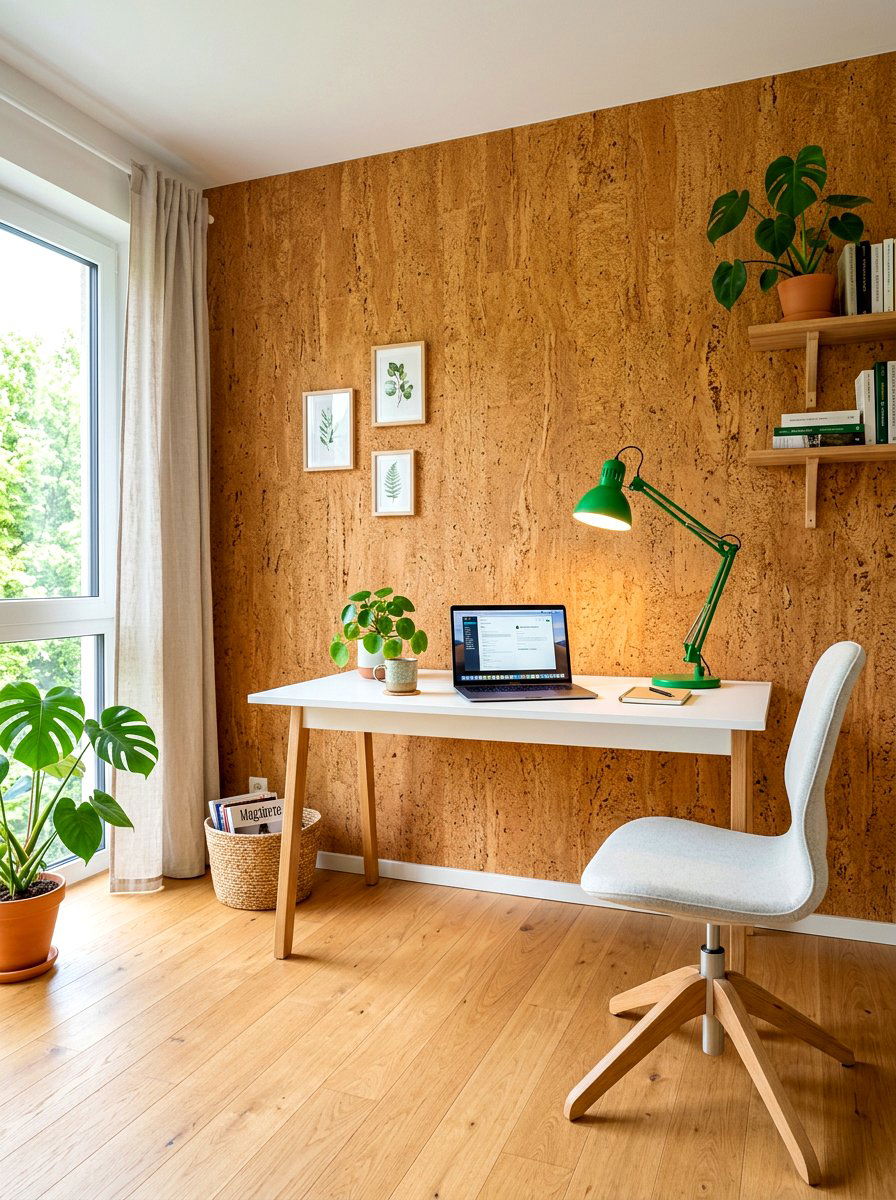 Cork wall covering - 30 earthy home decor ideas