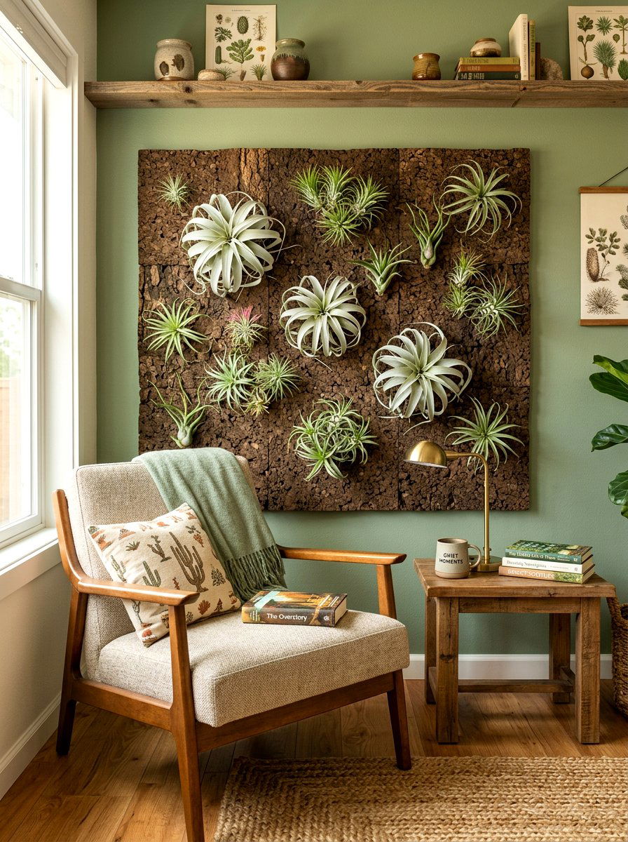 Cork wall planter for air plant - 30 indoor plant wall ideas