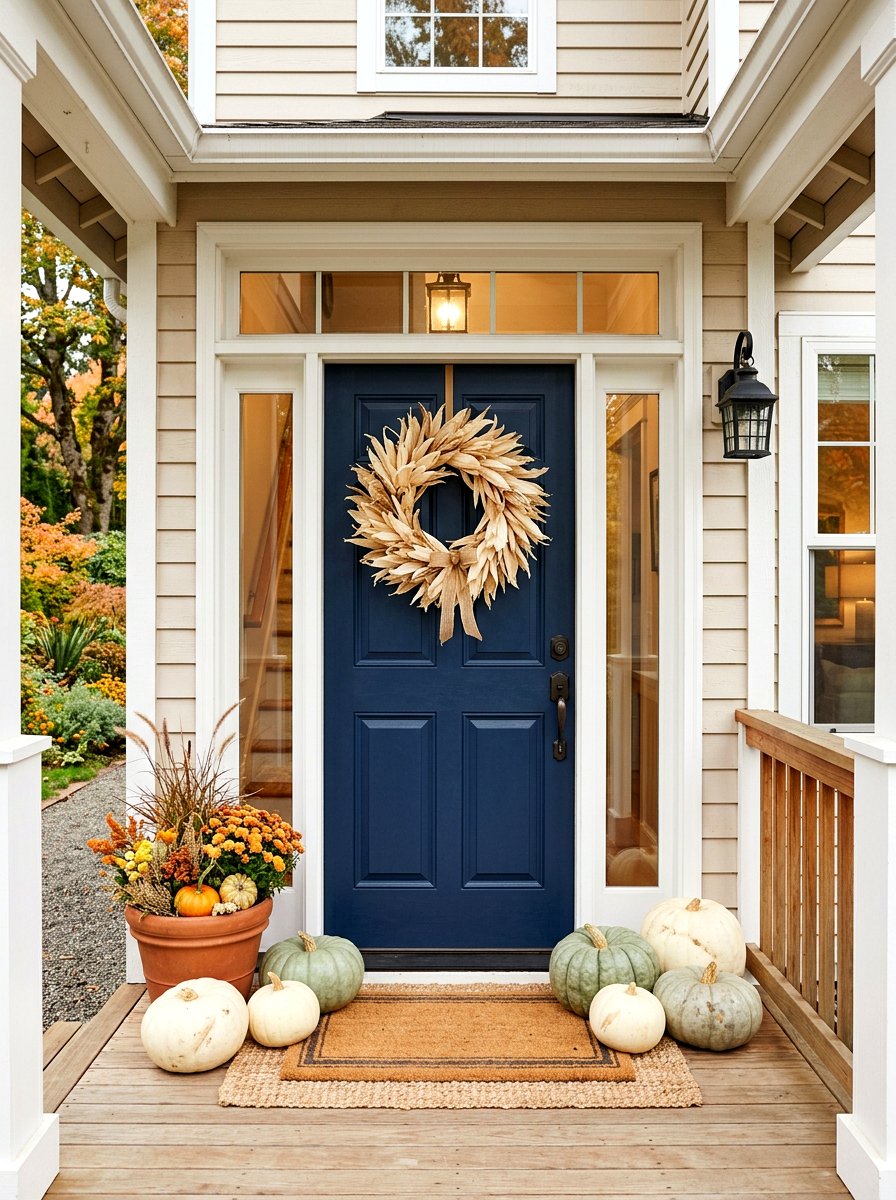 Corn Husk Door Wreath - 30 natural harvest decor ideas