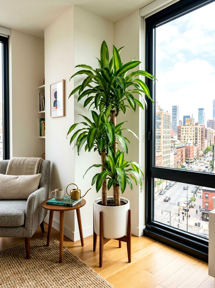 Corn Plant Apartment Space - 30 indoor tree corner ideas