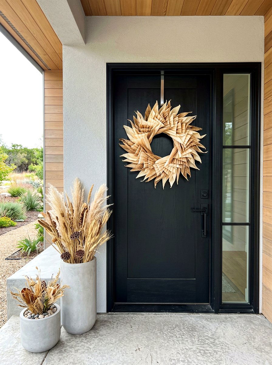 Corn husk wreath - 30 fall wreath ideas