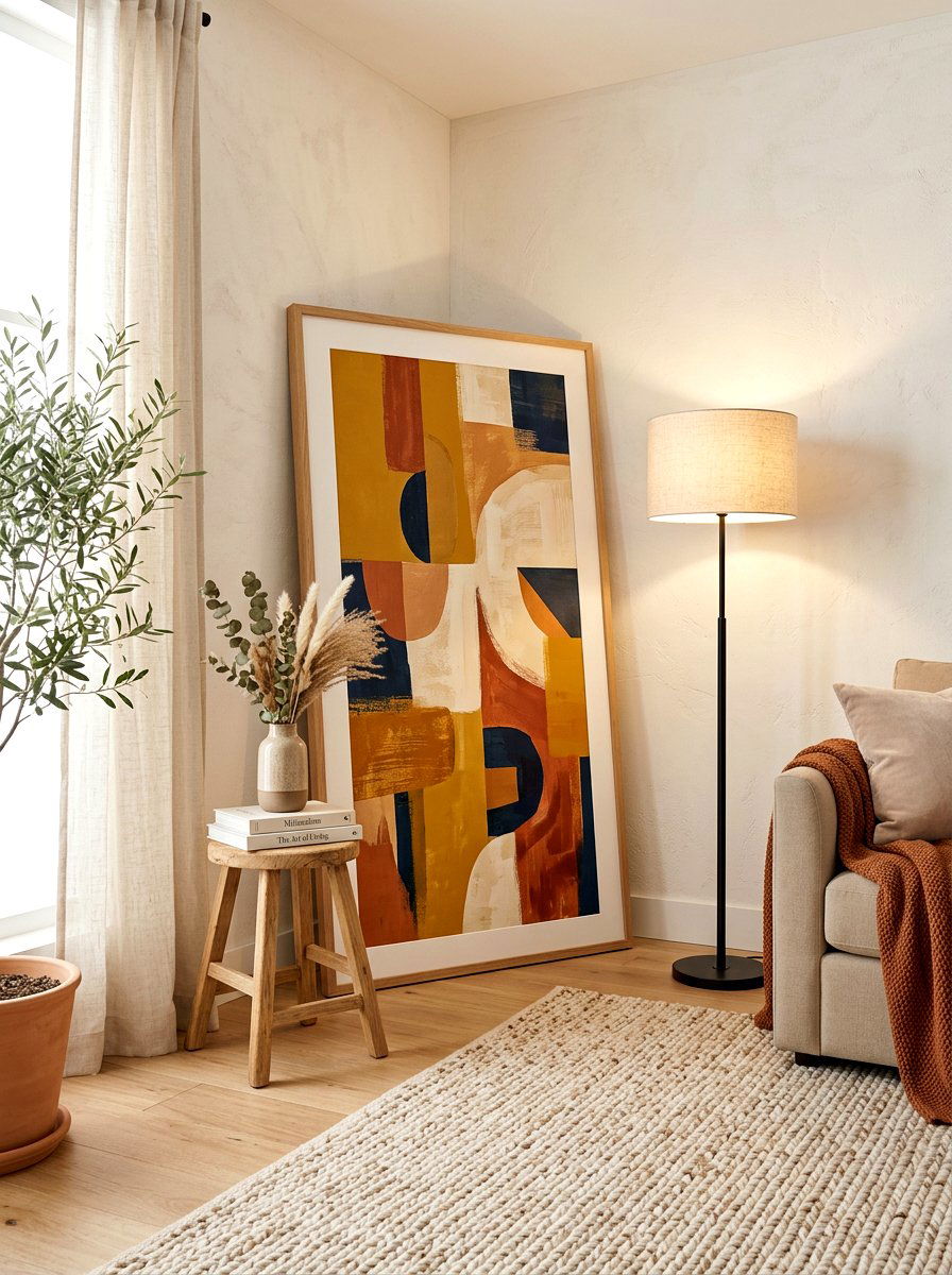 Corner Art Display - 30 leaning art wall ideas