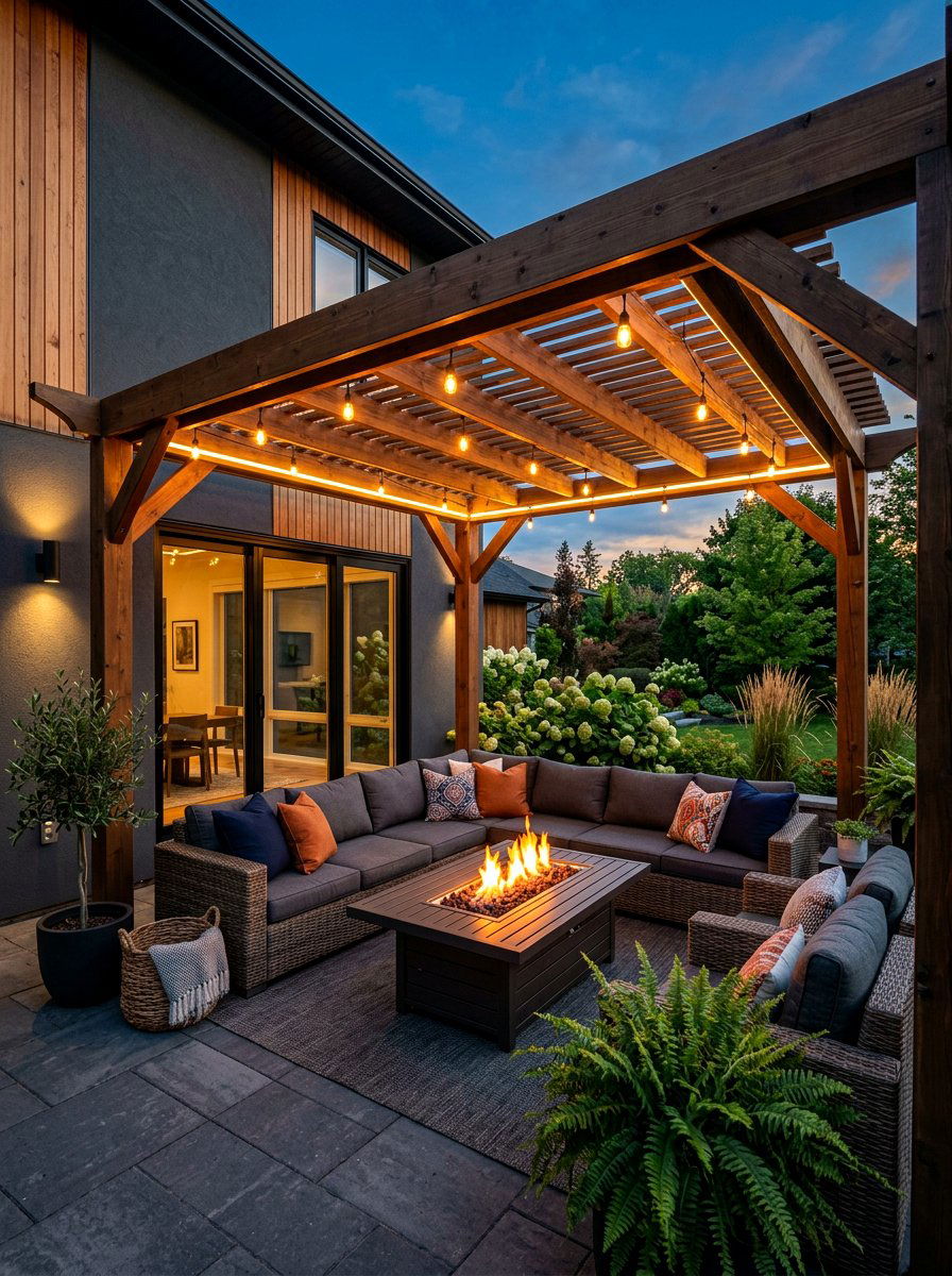 Corner Attached Pergola - 30 attached pergola ideas