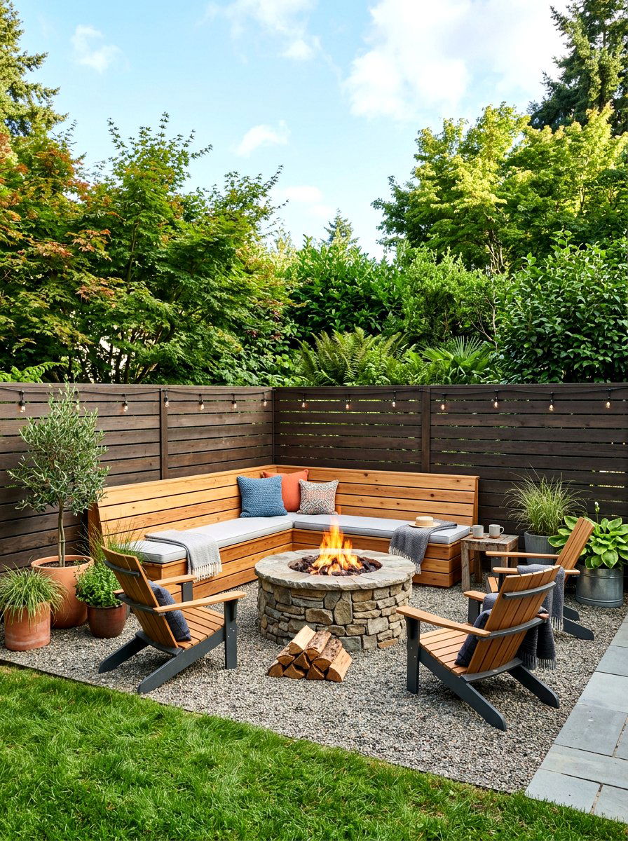 Corner Backyard Fire Lounge - 30 fire lounge backyard ideas