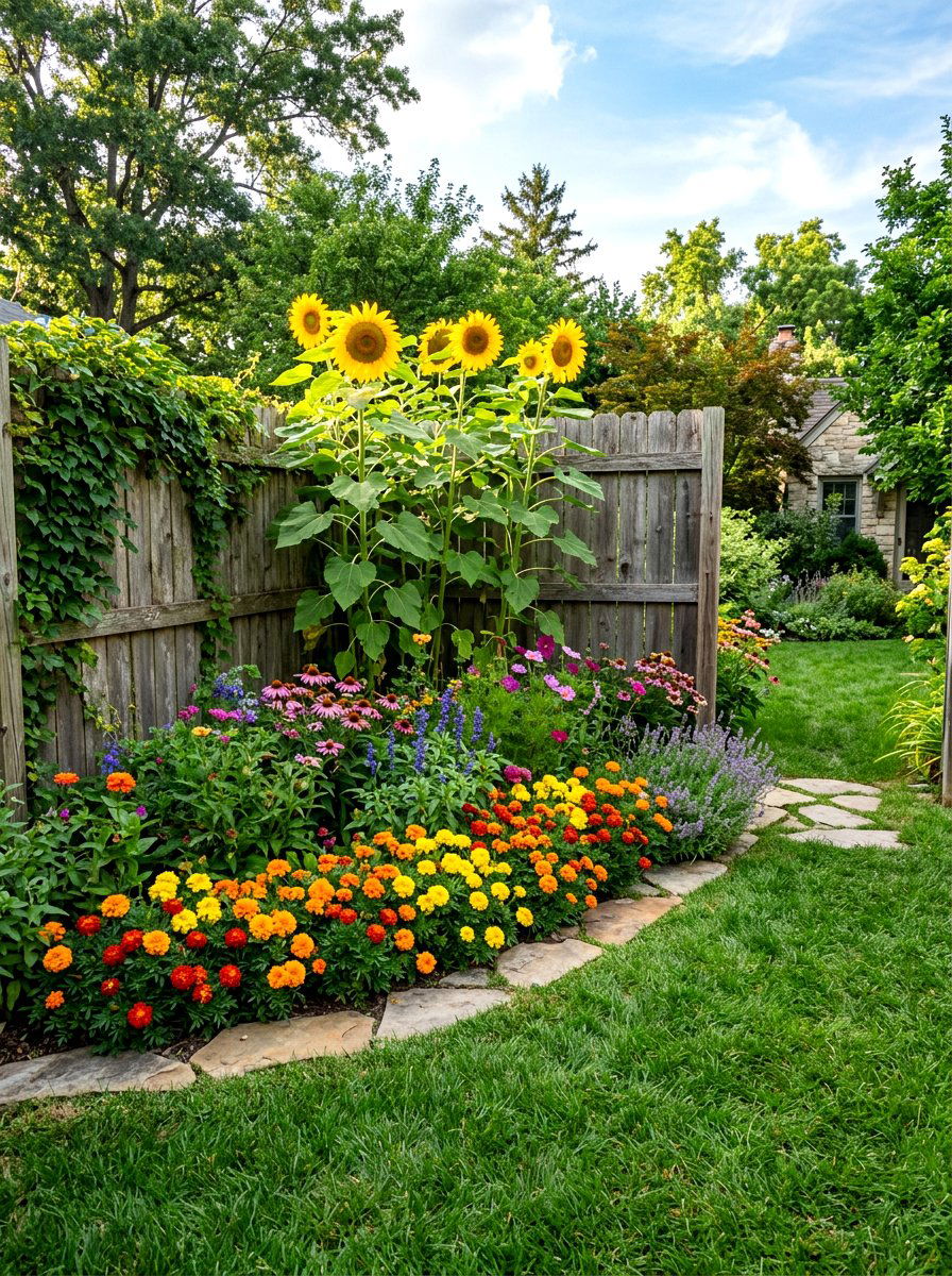 Corner Backyard Flower Patch - 30 flower bed landscaping ideas
