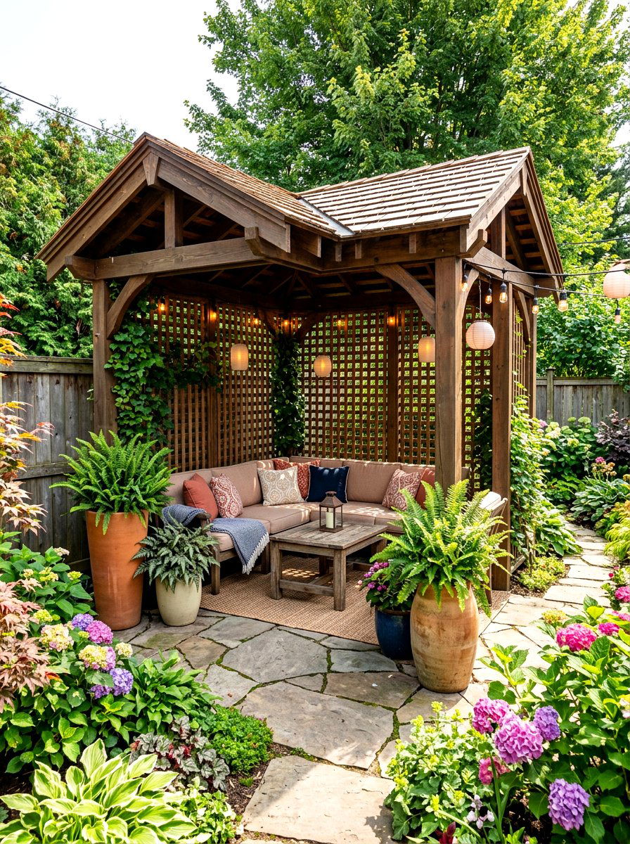 Corner Backyard Gazebo - 30 gazebo ideas