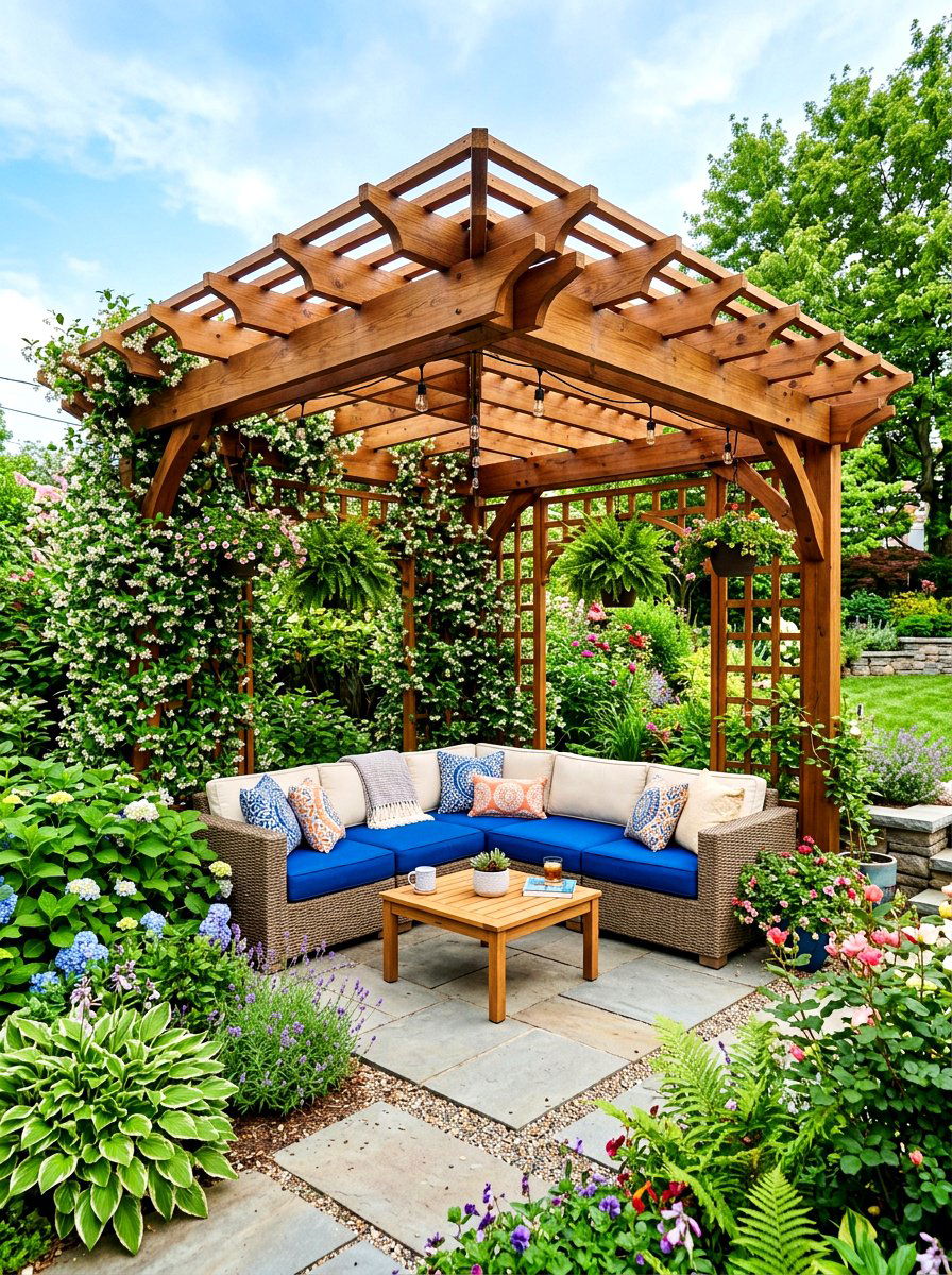 Corner Backyard Pergola - 30 cozy pergola ideas