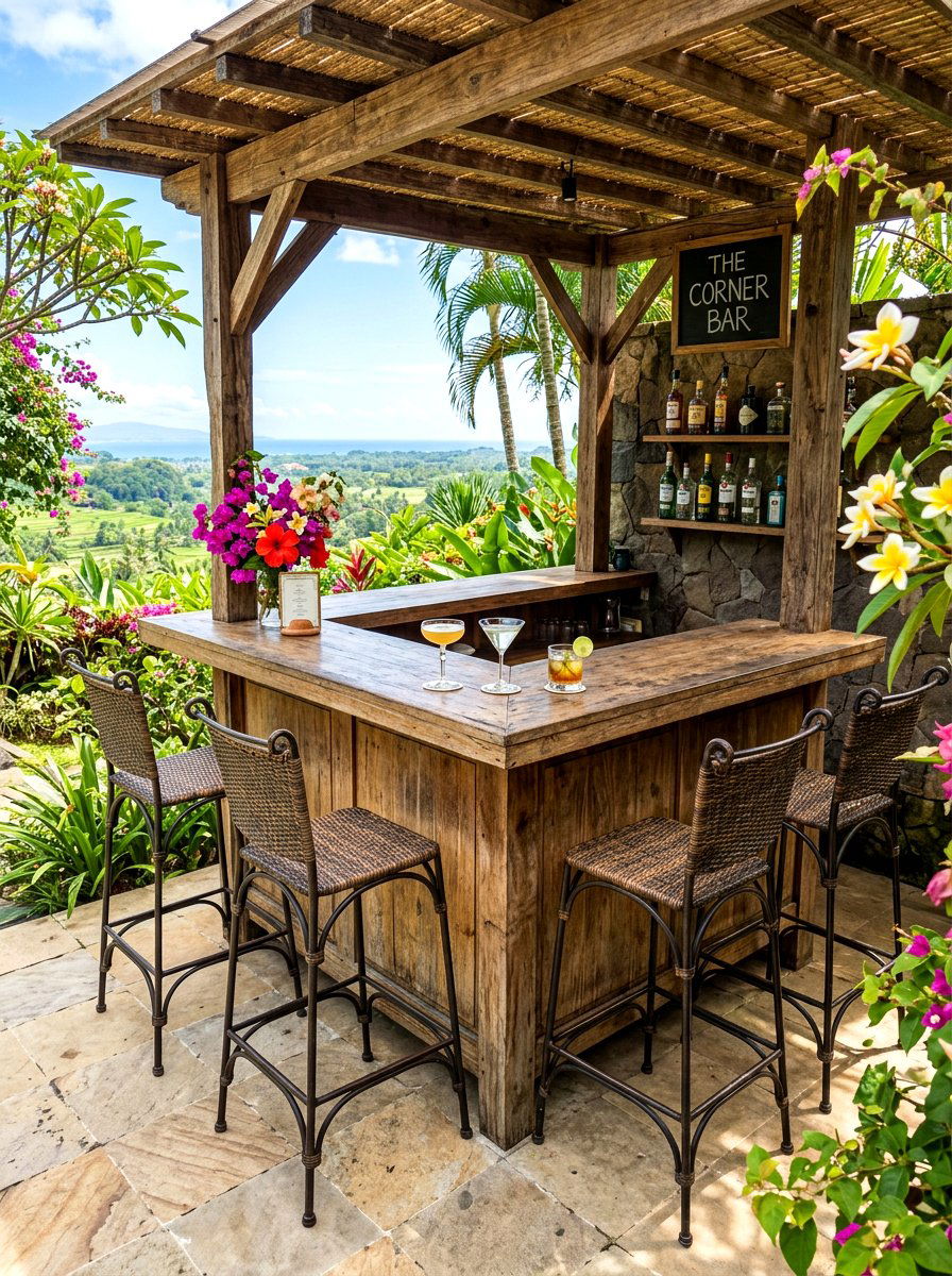 Corner Bar Top With Stools - 30 deck corner seating ideas