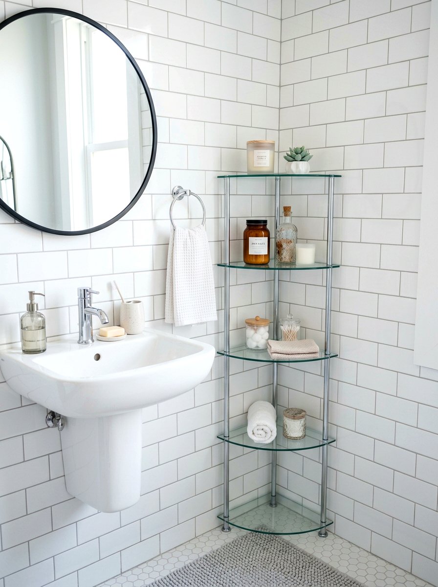 Corner Bathroom Shelf - 30 bathroom organization ideas