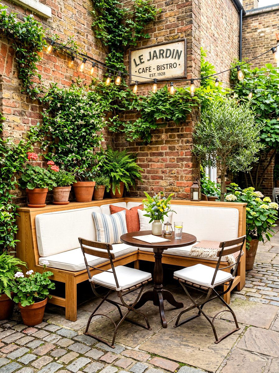Corner Bench Bistro Seating - 30 bistro patio ideas