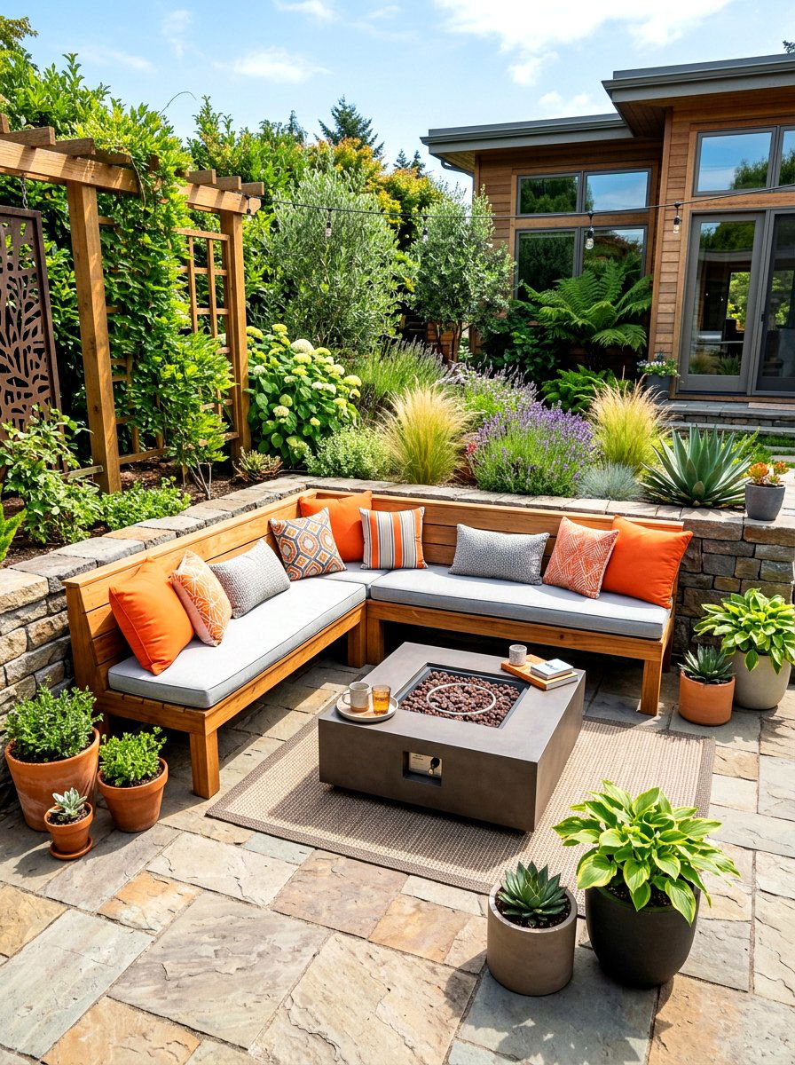 Corner Bench Seating - 30 budget backyard ideas