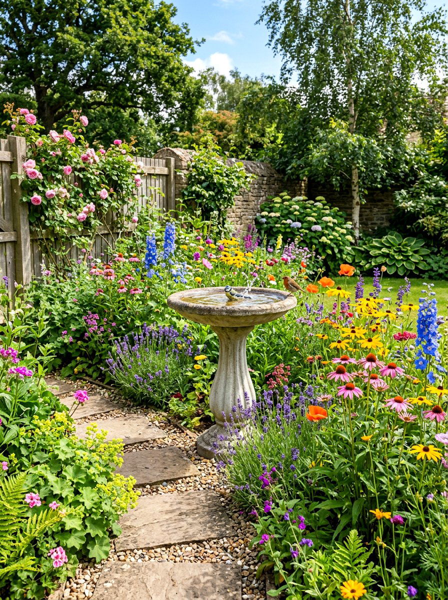Corner Bird Bath Garden - 30 corner garden ideas