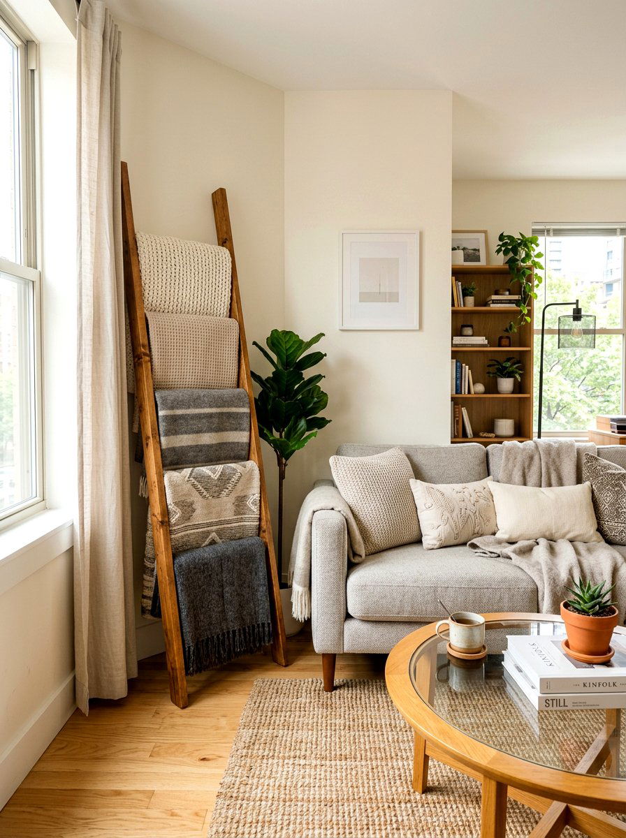 Corner Blanket Ladder - 30 blanket ladder ideas