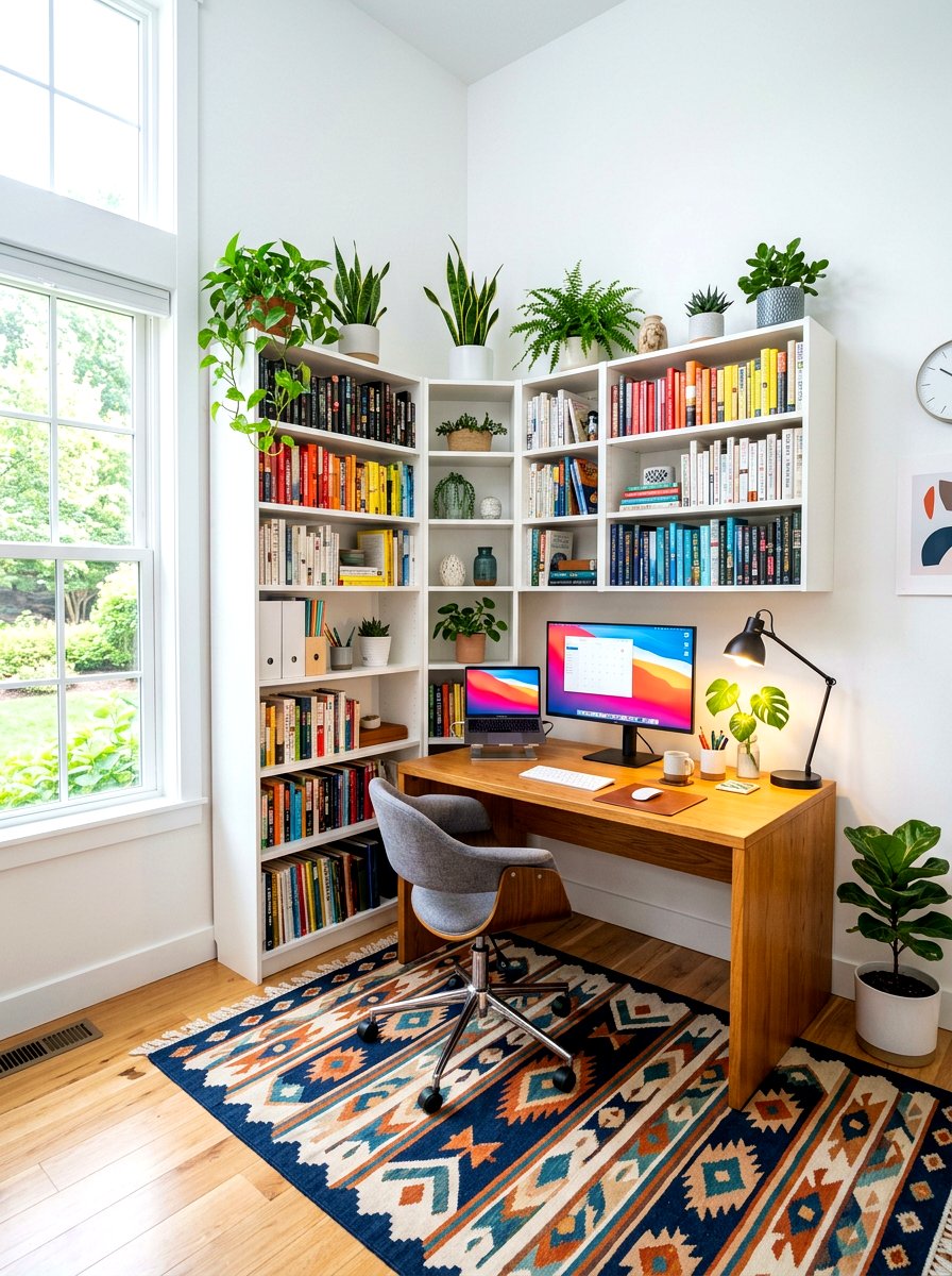 Corner Bookshelf Office Setup - 30 office library combo ideas