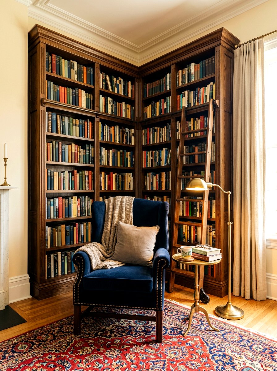 Corner Bookshelf With Armchair - 30 quiet corner decor ideas