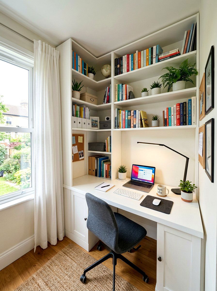 Corner Bookshelf With Desk - 30 corner bookshelf ideas