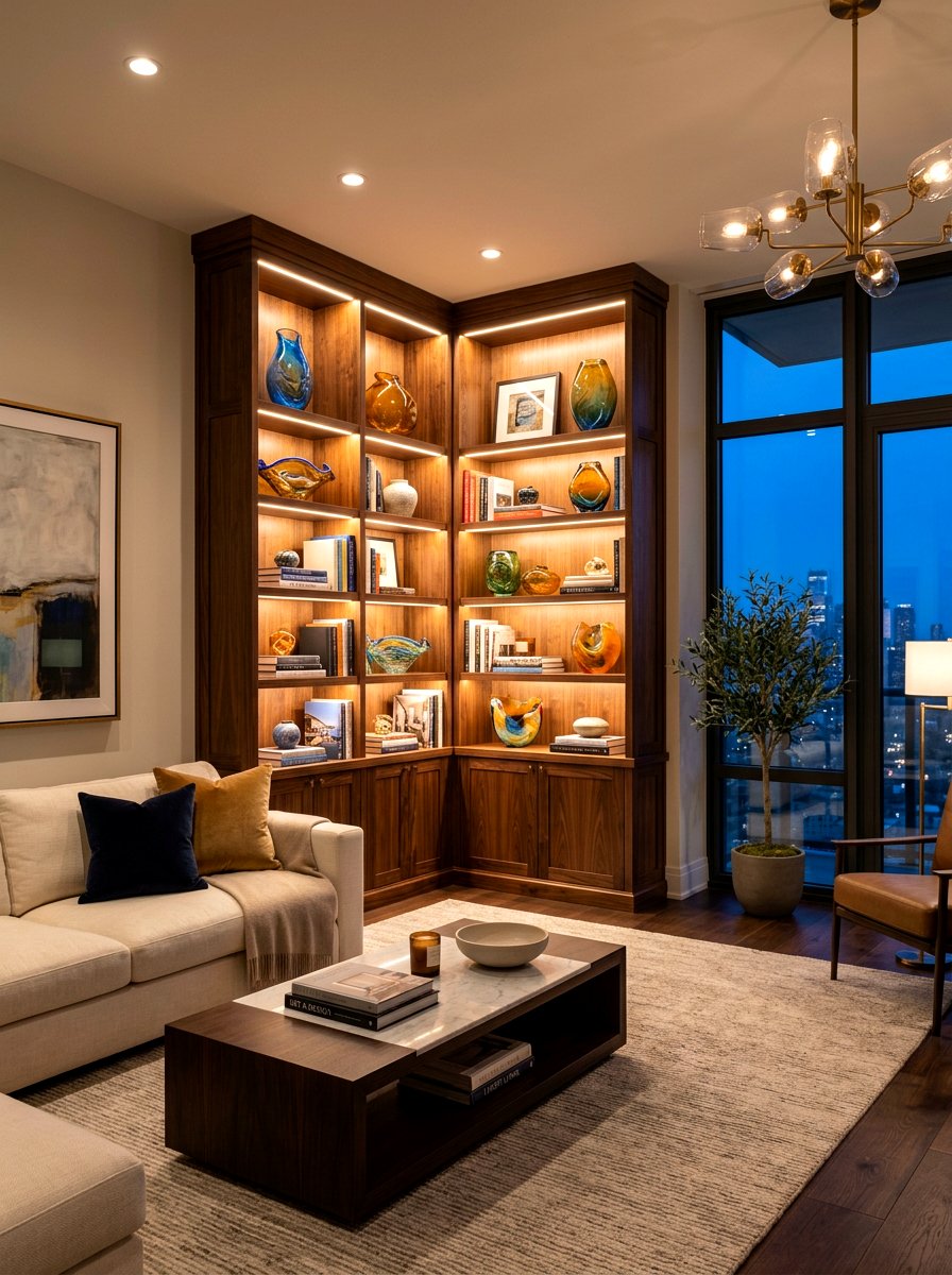 Corner Bookshelf With Lighting - 30 corner bookshelf ideas