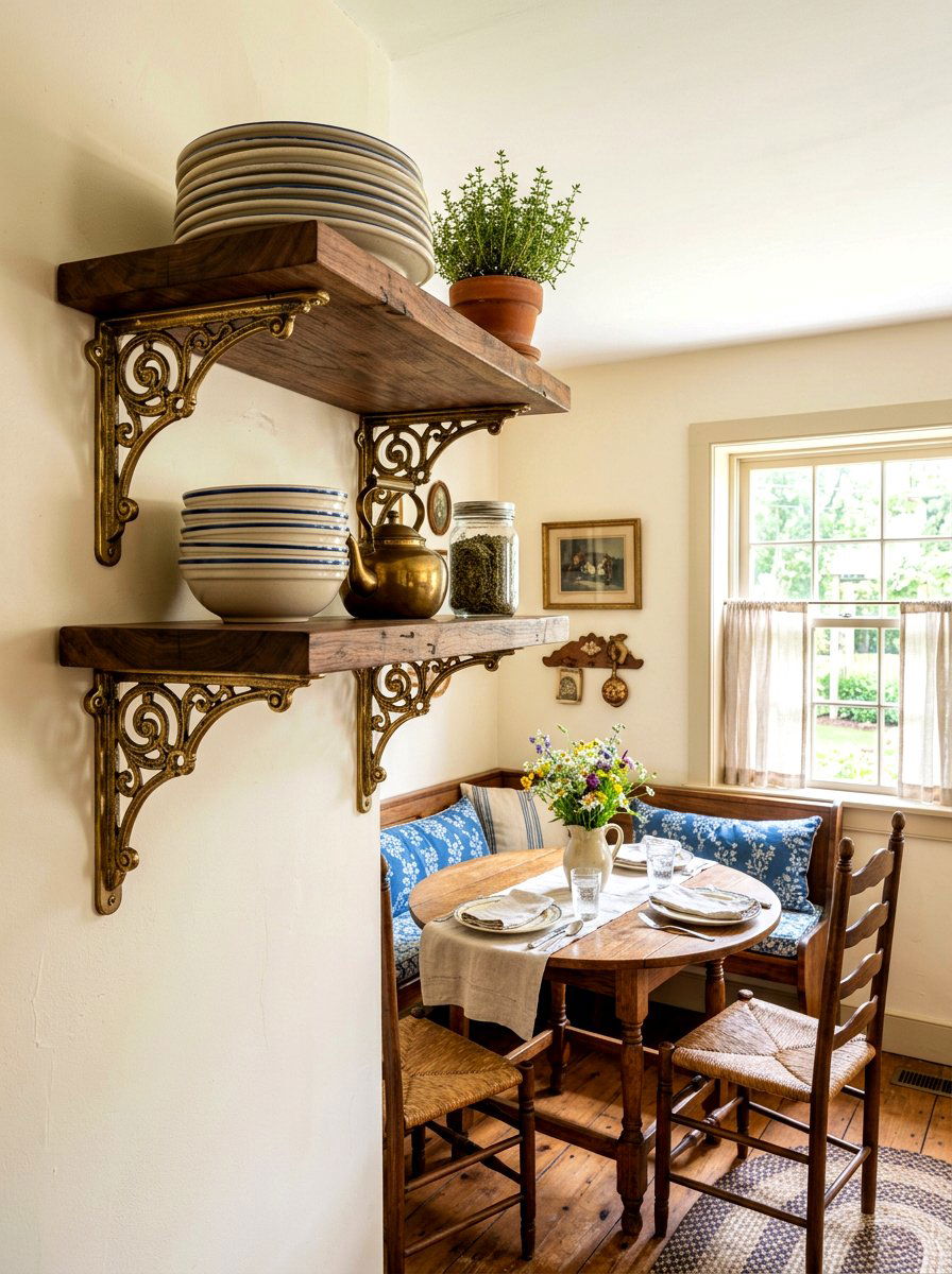 Corner Bracket Shelves Kitchen Wall - 30 breakfast corner shelves ideas