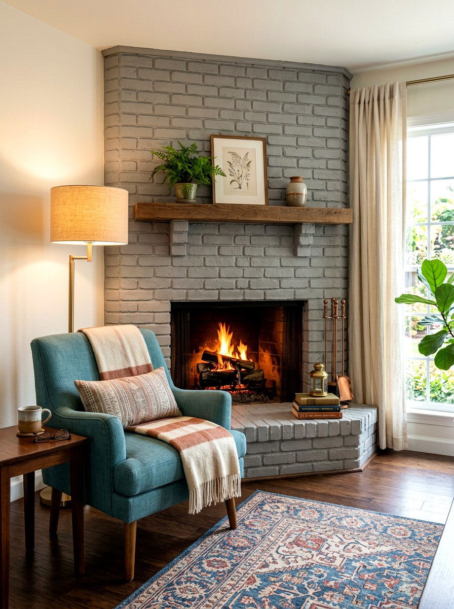 Corner Brick Fireplace - 30 brick fireplace ideas