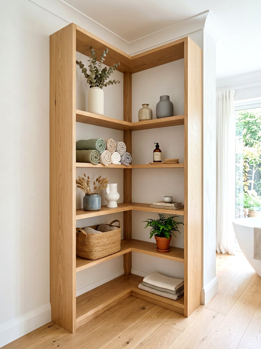 Corner Built In Shelving - 30 built in bathroom storage ideas