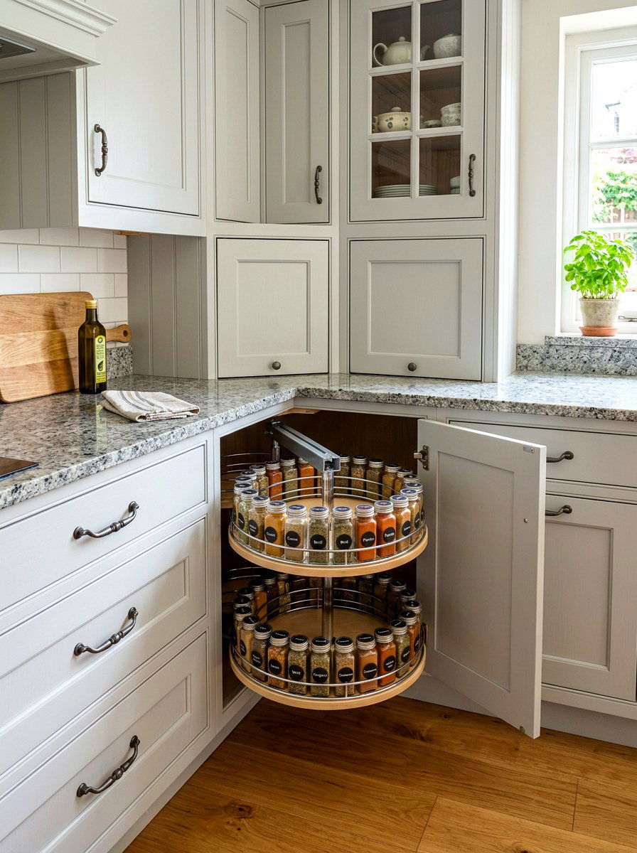 Corner Cabinet Pull Out Carousel - 30 pull out spice rack ideas