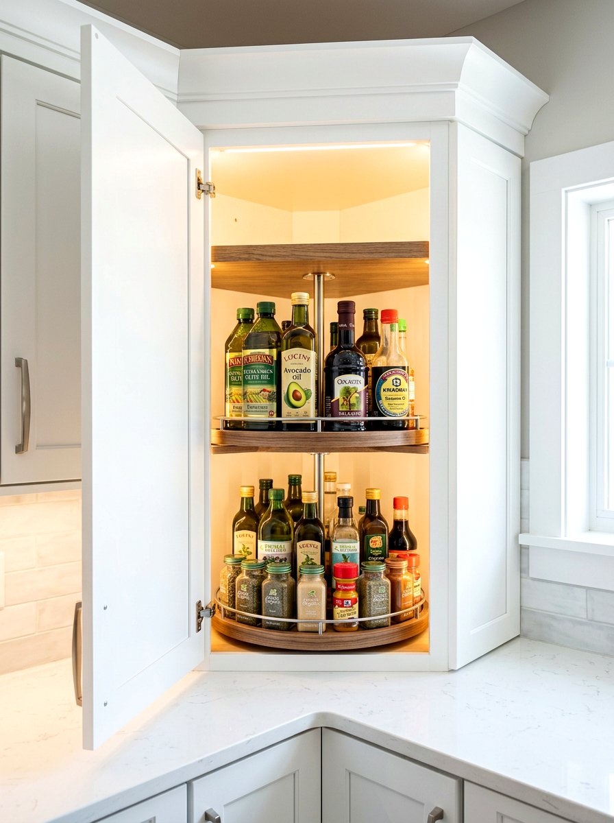 Corner Cabinet Susan - 30 micro kitchen storage ideas