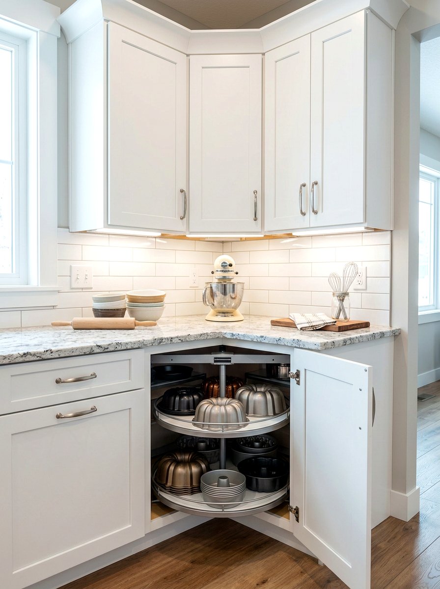 Corner Carousel Baking Storage - 30 baking station ideas