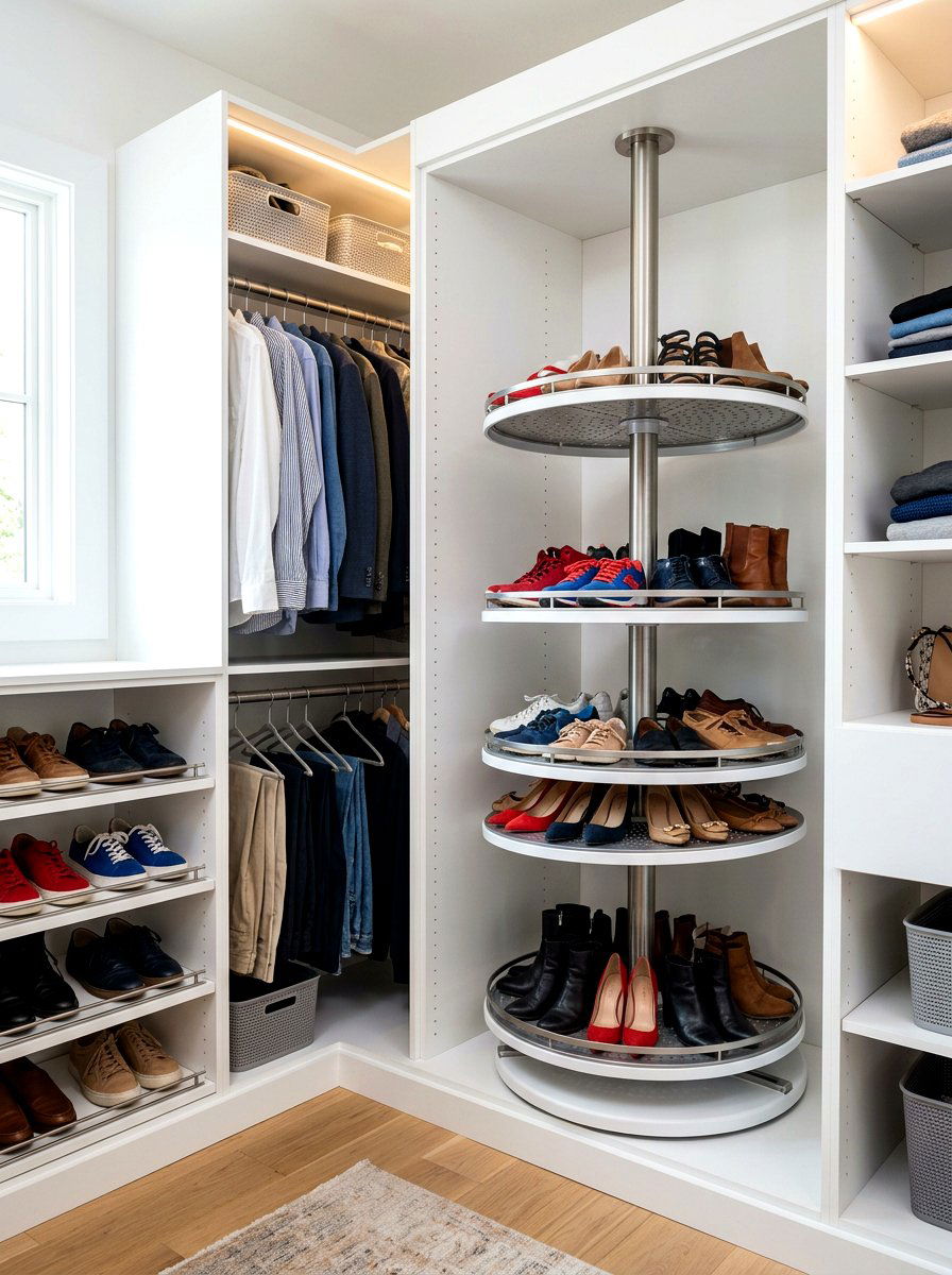 Corner Carousel Closet Shelf - 30 organizing a walk in closet ideas