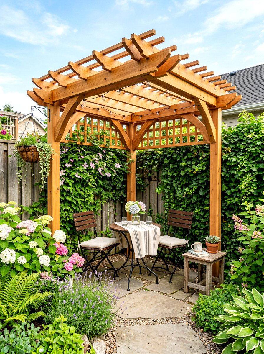 Corner Cedar Pergola - 30 cedar pergola ideas