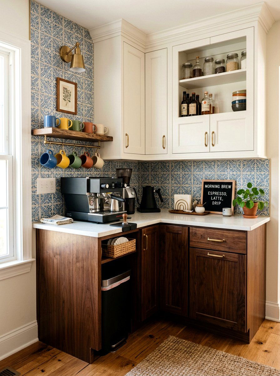 Corner Coffee Bar Nook - 30 kitchen corner cabinet ideas