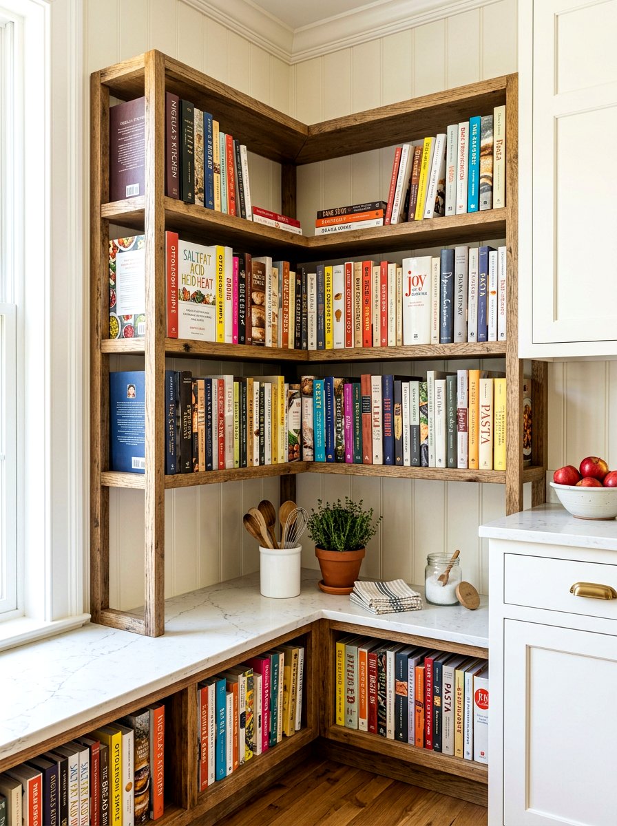 Corner Cookbook Shelf - 30 blind corner cabinet ideas