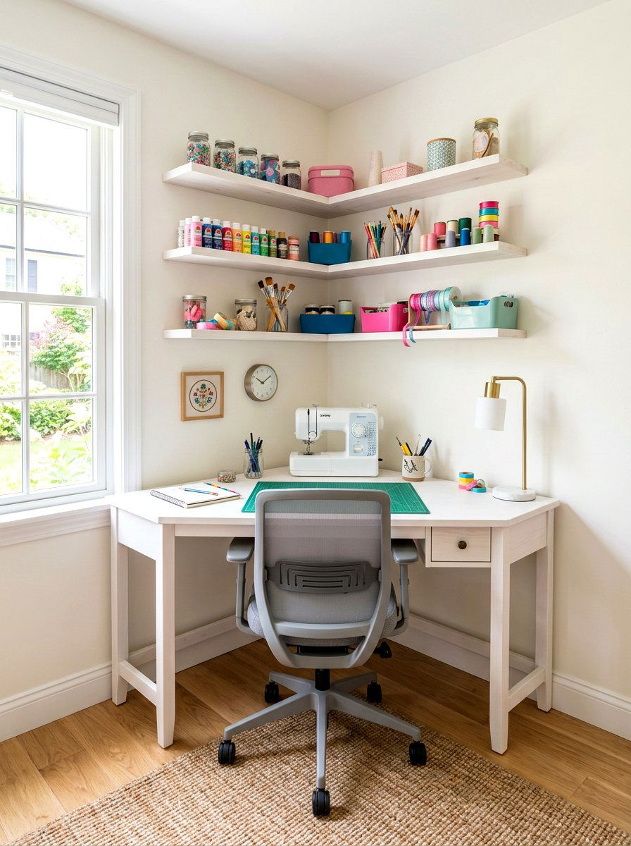Corner Craft Desk - 30 scrapbook room ideas