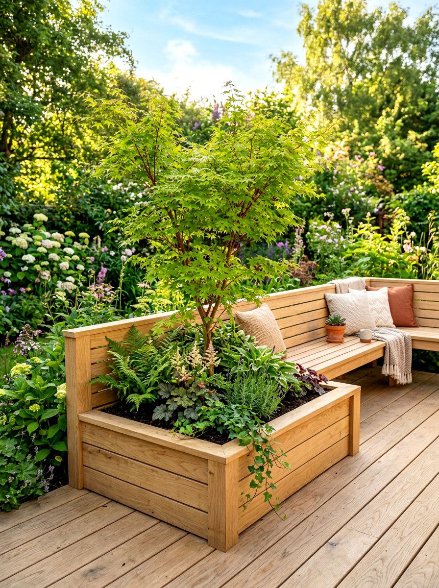 Corner Deck Bench With Planters - 30 deck planter bench ideas