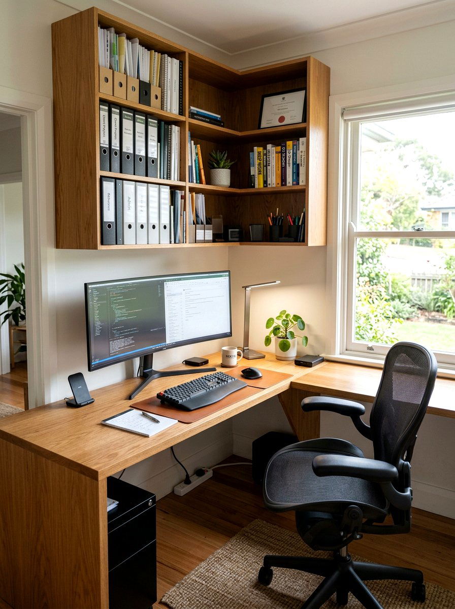 Corner Desk Arrangement - 30 apartment office ideas