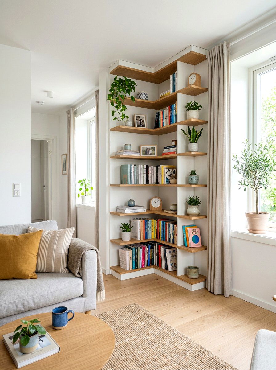 Corner Display Shelf - 30 reusable storage ideas