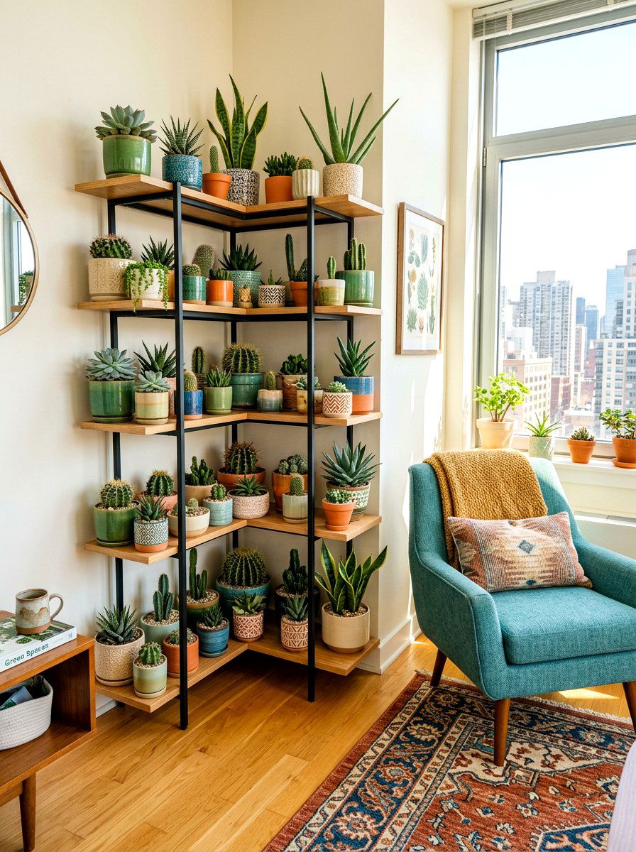 Corner Display Shelf - 30 cactus shelf ideas